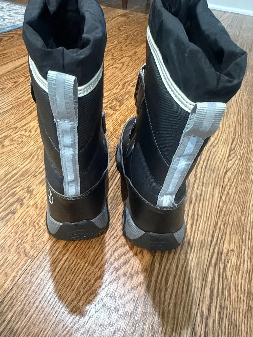 Lands' End Black Kids Snow Boots with Reflective Trim